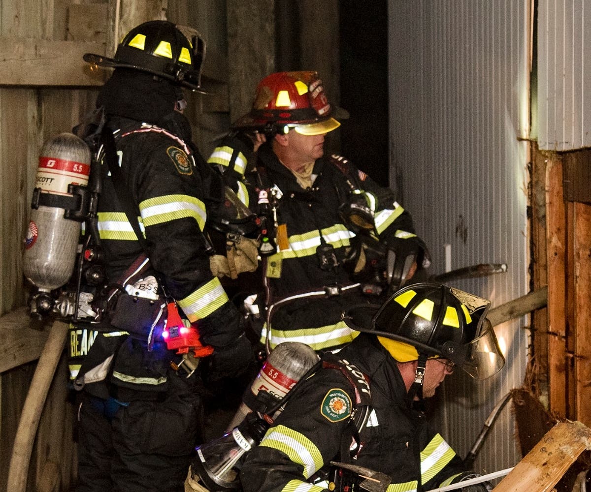 The fire broke out in a utility room, officials said.