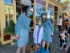 One family was dressed in hospital garb.