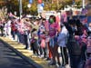 Children cheered for veterans in Hampton Bays.