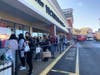 Store staffers sanitized and allowed a limited number of shoppers inside at one time due to coronavirus protocos.