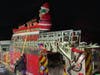 Fire trucks were aglow with lights in Southold.