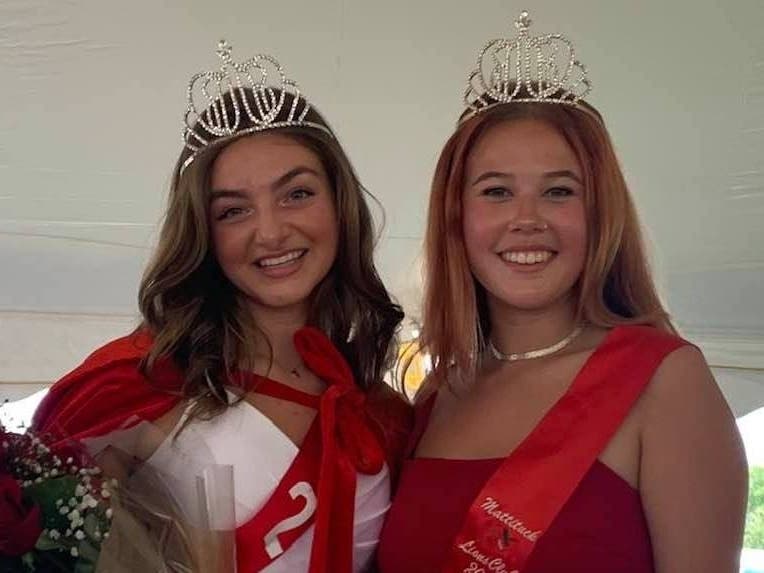 Newly crowned Mattituck Lions Club Strawberry Queen Ava Grace Sannino with the 2019 Queen, Myah Orlowski.
