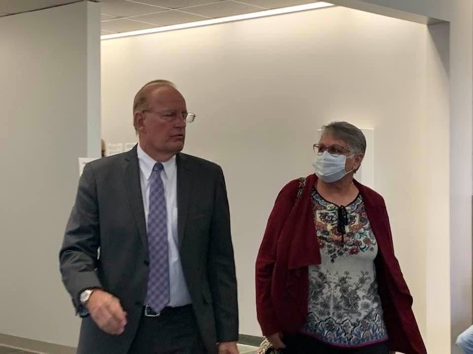 Diane Juergens, a bus driver charged with DWI, and Dennis Lemke, the Legal Aid Society attorney representing her.