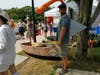 Cardboard boats a'plenty lined the Peconic River Saturday.