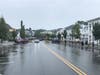 Streets glistened with rain in Westhampton Beach but no major issues were reported after Henri swept through the area.