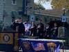 Charles Sanders, Commander of the Griswold Terry Glover American Legion Post 803, with elected officials in Southold.