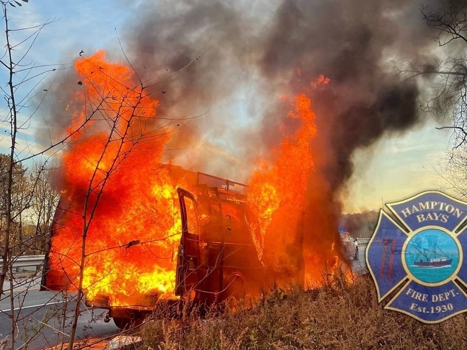 A car fire on Sunrise Highway in Hampton Bays led to delay Tuesday morning, officials said.