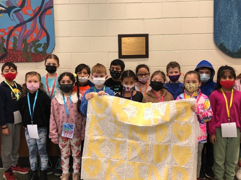 Second graders at Westhampton Beach Elementary School created kindness quilts to share with children battling cancer.