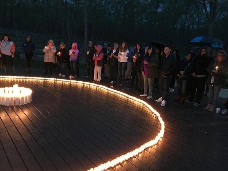 A candlelight vigil held in Hampton Bays in recent years to remember those lost to addiction.