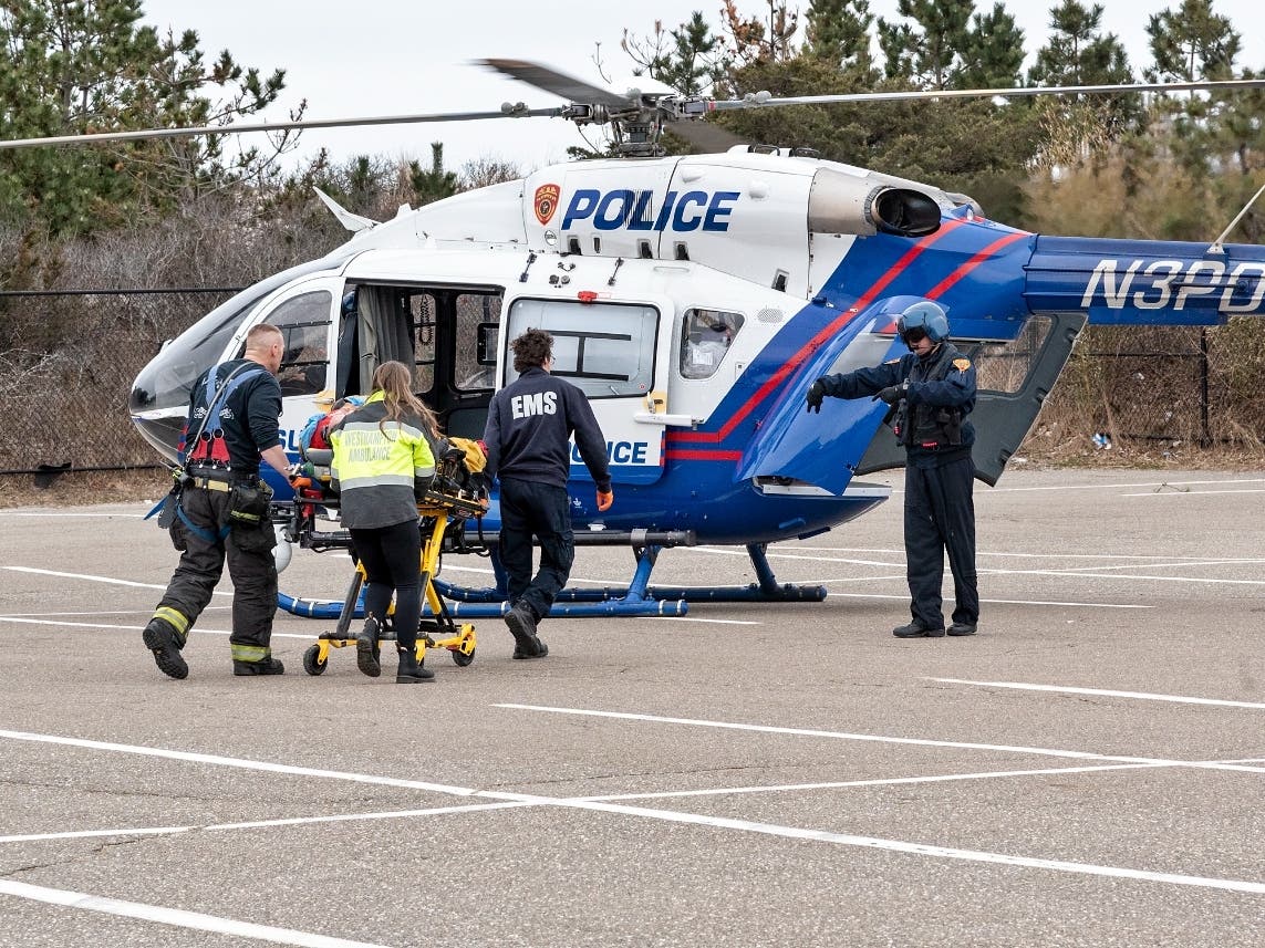A worker at a Dune Road home under construction fell through a hole in the floor, fire officials said.