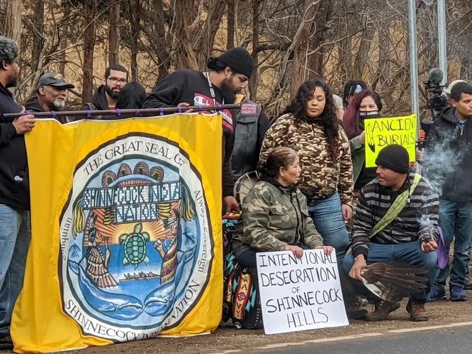 Members of the Shinnecock Indian Nation rallying to protect ancestral burial sites in Southampton in past years.