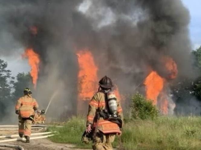 Firefighters tackled a massive blaze in Water Mill Friday night.