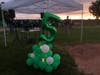 Balloons and the #5 were placed at third base on the field, Dylan's position.