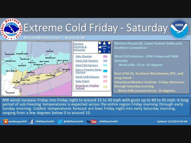 Wind Chill Could Reach 15 Below Zero As Arctic Air Blasts Long Island ...