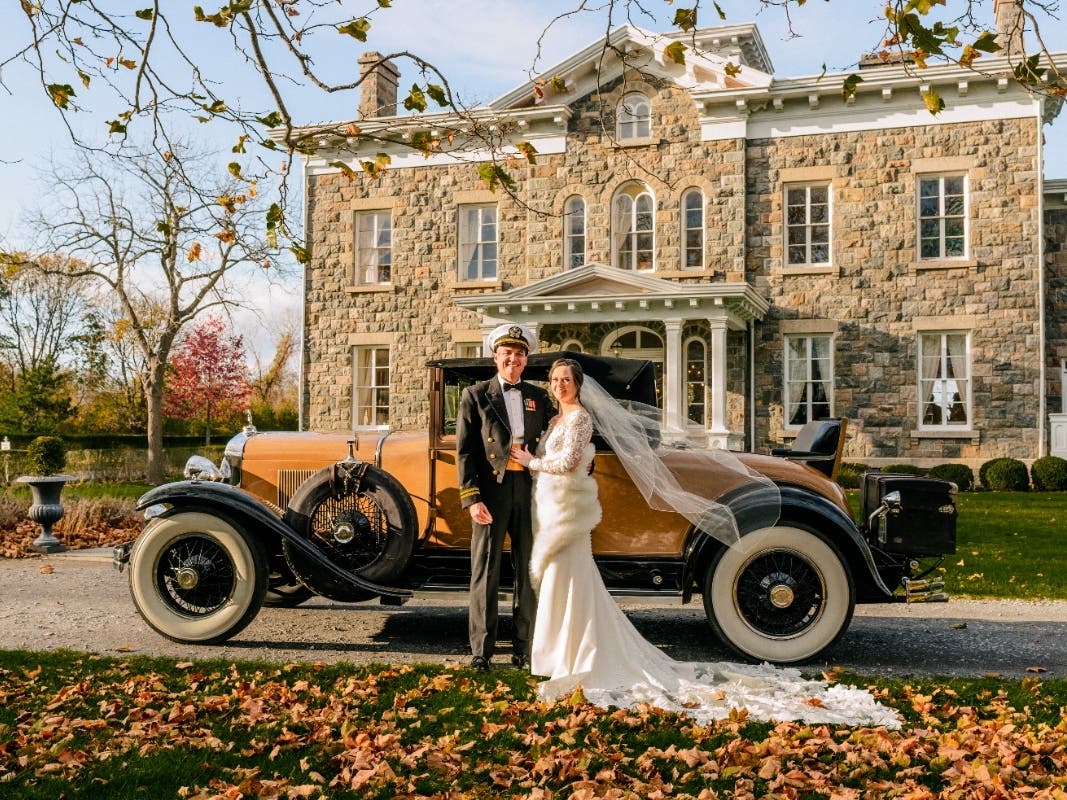 The 2022 winners, Katherine (Bertschi) and Damen Weeks, pictured at Brecknock Hall on their wedding day. 