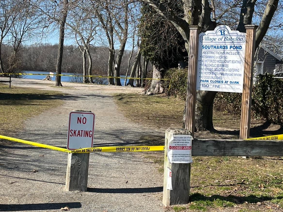 Police searched for remains at a Babylon park Friday.