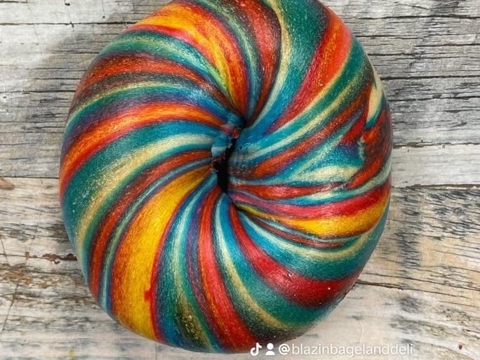 Rainbow bagels are a specialty at Blazin Bagel and Deli in Manorville.