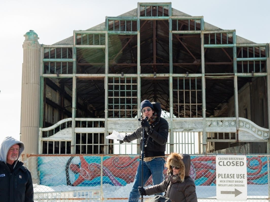About impassioned people turned out for the first public show of support on the coldest day in Asbury Park history, crowding the boardwalk and pleading that the iconic Casino be saved.