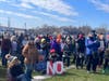 Hundreds gathered in Greenport Saturday for a "No Kings" rally Saturday