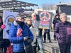 Hundreds gathered in Greenport Saturday for a "No Kings" rally Saturday.