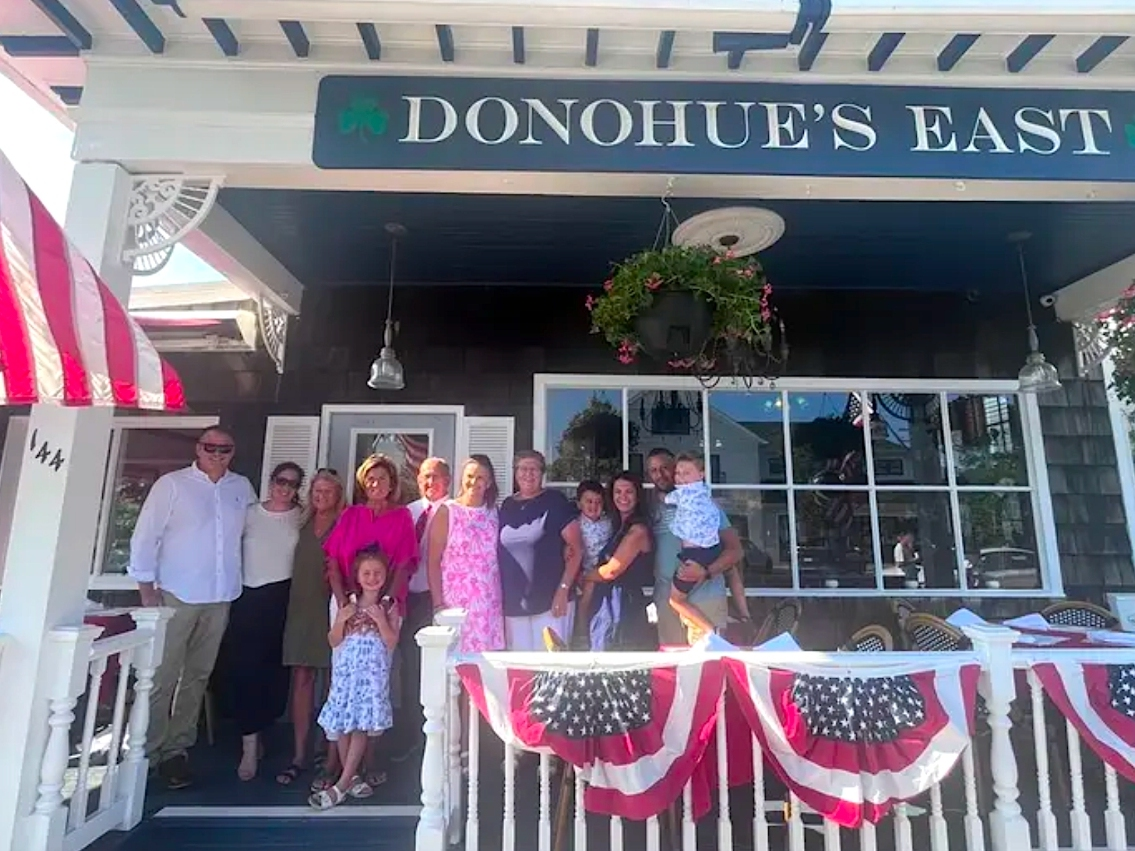 Maureen Donohue-Peters with her family at the opening of Donohue's East in Westhampton Beach in 2025.