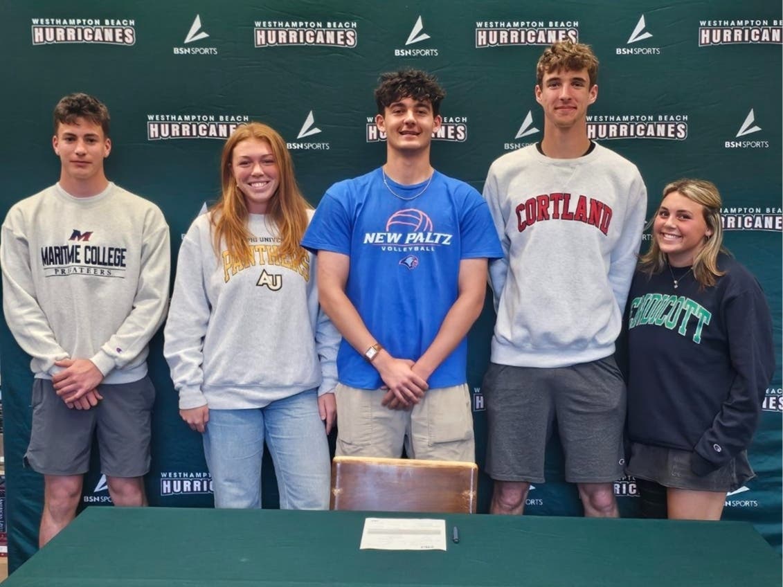 Five additional Westhampton Beach High School senior athletes penned their names to letters of intent during a college signing ceremony.