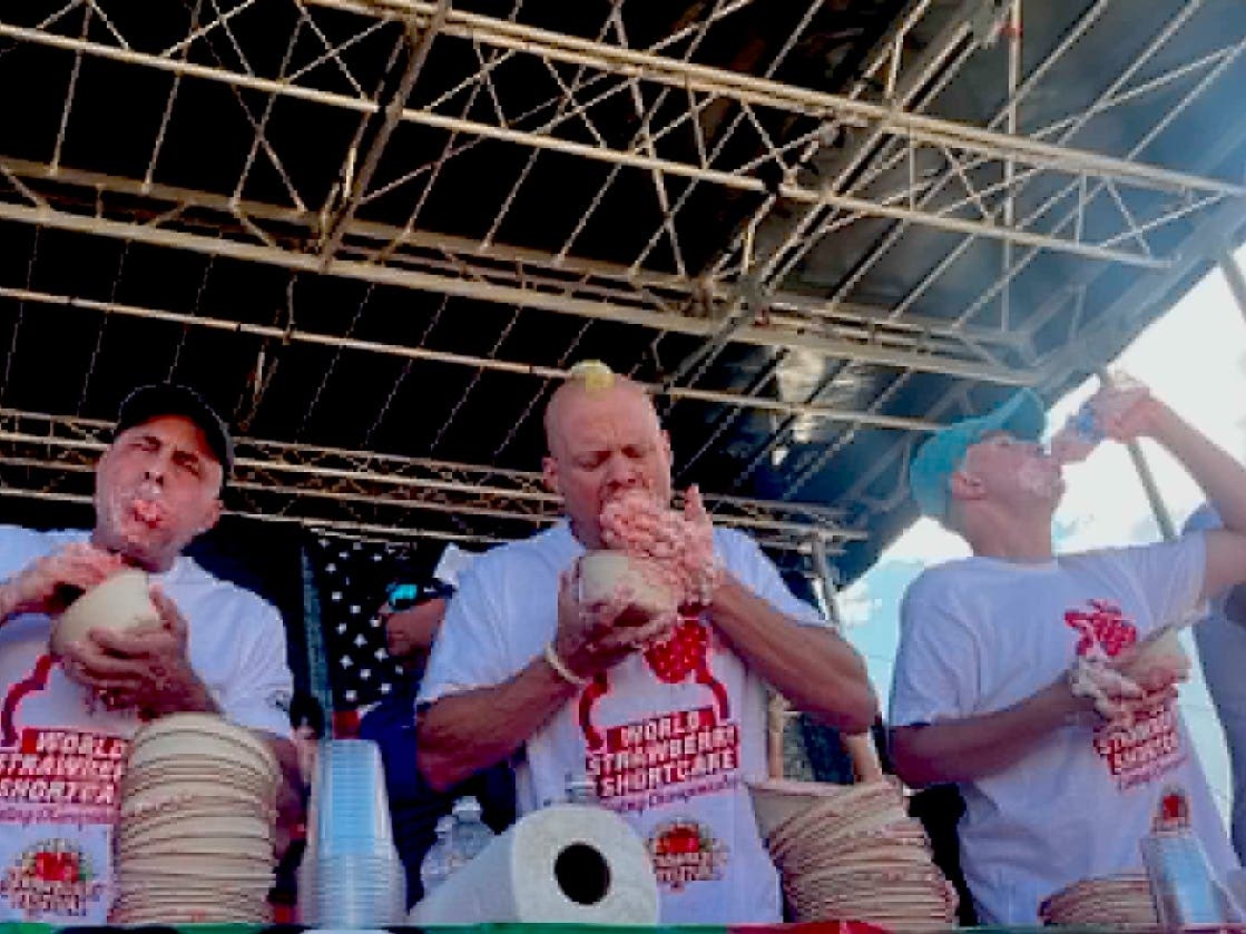 Competitive Eaters Take On Sweet Challenge At World Strawberry Shortcake Eating Championship On LI