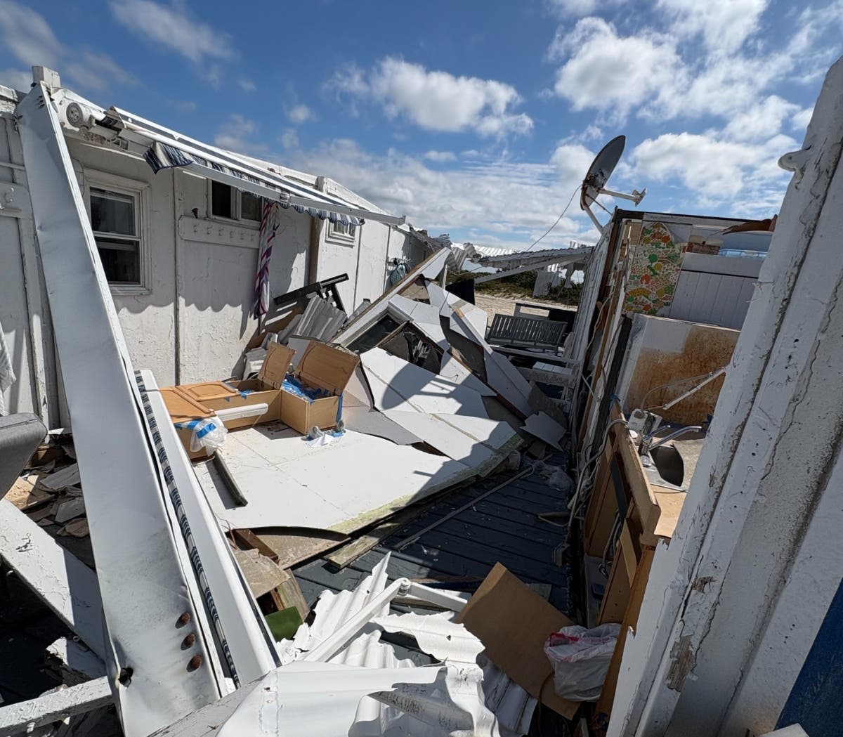 The damage left behind after a tornado touched down in Nassau County.