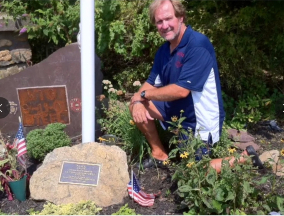 Bob Kelly at the 9/11 Memorial Park; his brother Thomas Kelly died a hero on 9/11.
