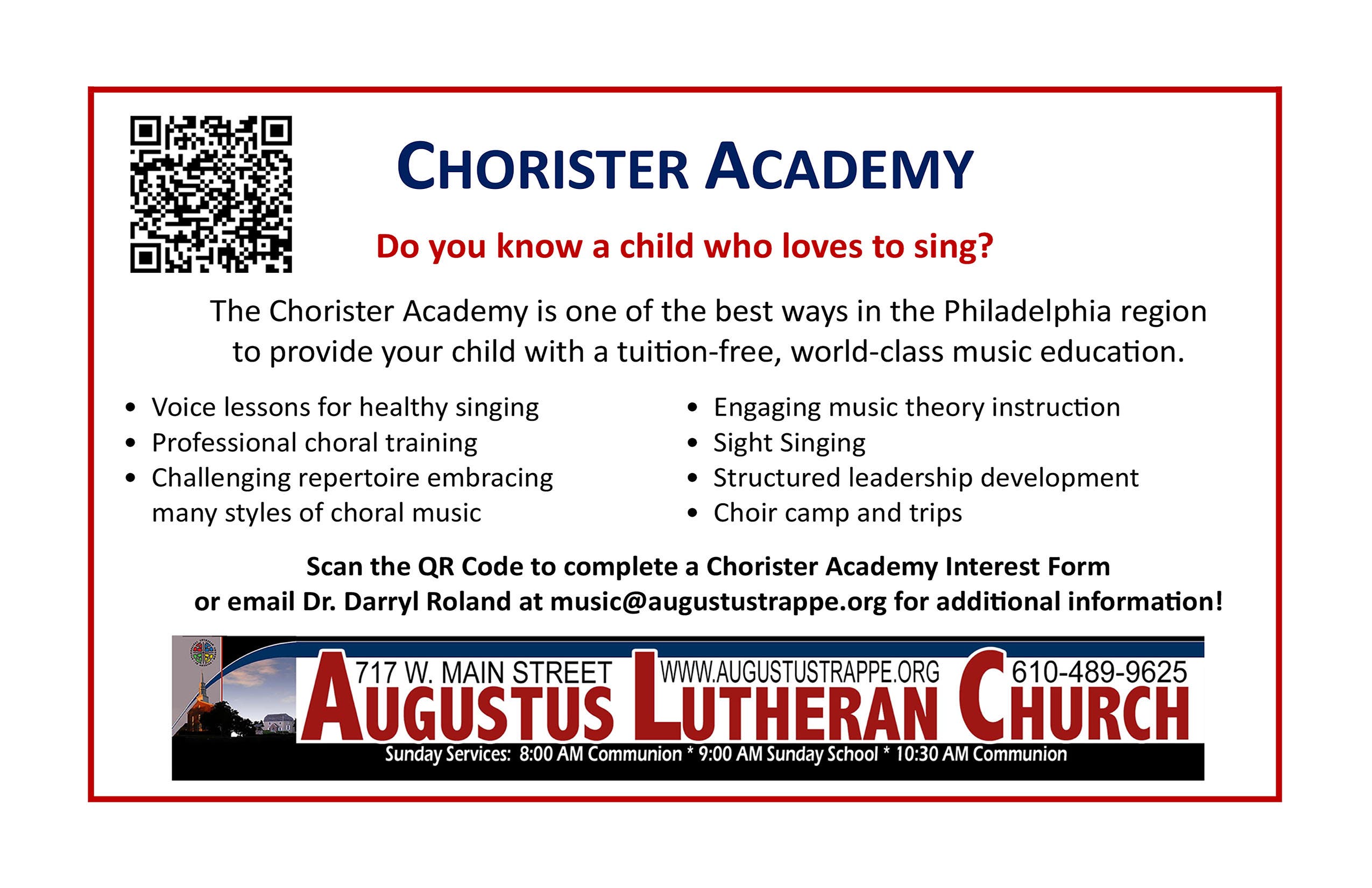 Chorister Academy – AUGUSTUS LUTHERAN CHURCH
