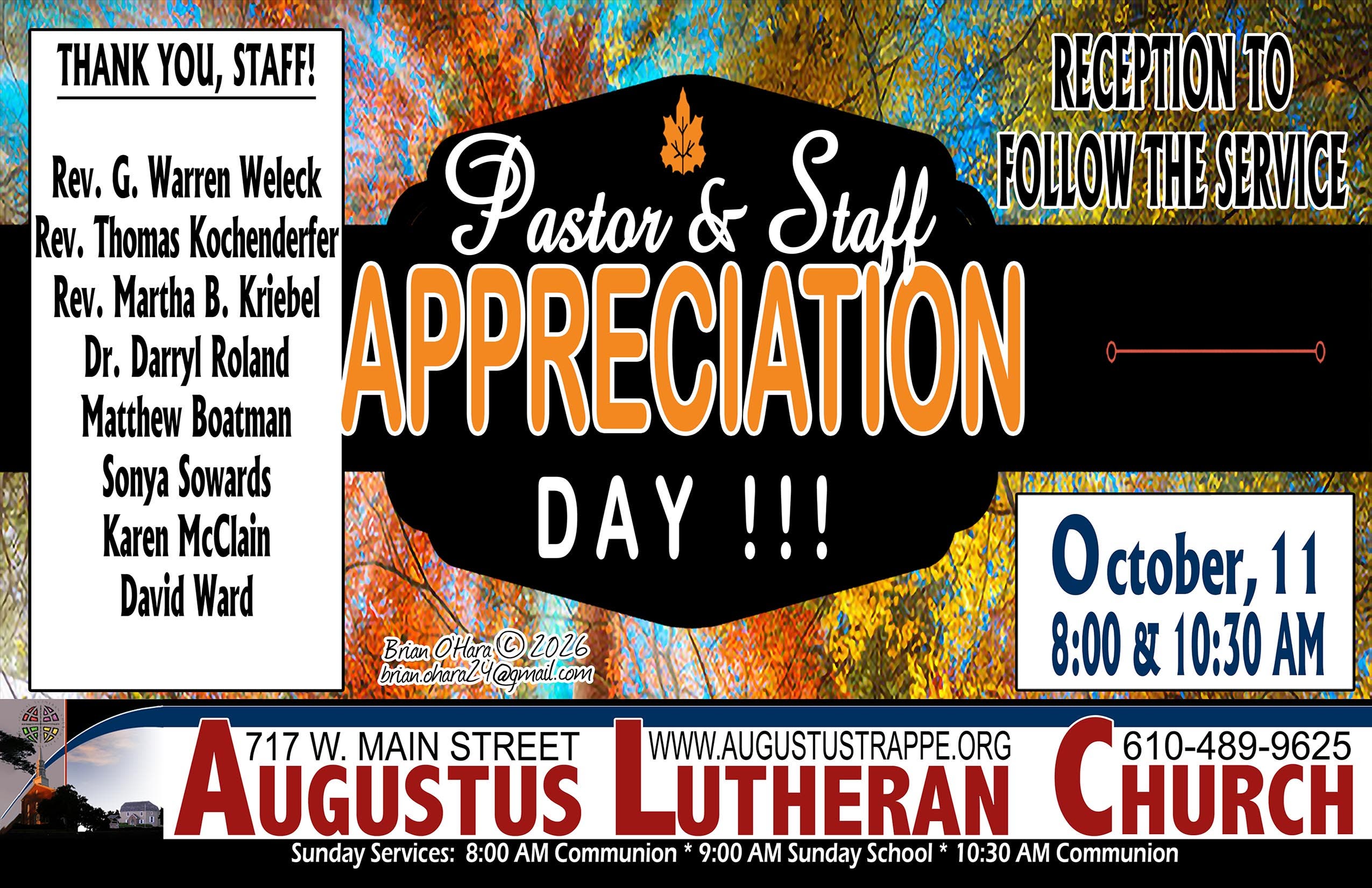 Pastor & Staff Appreciation Day – AUGUSTUS LUTHERAN CHURCH - 10:30 AM