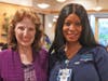 Griffin Health Nurse Jessica Louis, BSN, RN, of Stratford, right, received the Donald Torok Memorial Scholarship Award at Griffin’s 36th Annual Nurses Week Celebration from award presenter Linda Torok.