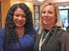 Griffin Health Nurse Paola Vigil, BSN, MSN, RN, of Seymour, left, received the Mary Nelligan Continuing Education Award at Griffin’s 36th Annual Nurses Week Celebration from Interim Vice President of Patient Care Services Kelly Egan, MSN.