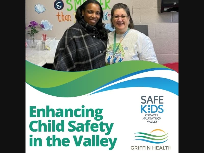 Safe Kids Worldwide President Torine Creppy, left, recently visited Connecticut to share news of Safe Kids’ Signature Grant for Griffin Health with Cathi Kellett, Griffin Health Community Outreach & Parish Nurse Department Special Programs supervisor.