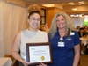 Griffin Health Nurse Olivia Vining, BSN, RN, OB-C, of West Haven, left, received the Mary Nelligan Continuing Education Award at Griffin’s 38th Annual Nurses Week Celebration from Griffin Health Clinical Nurse Educator Kathryn DiBona BSN, RN.