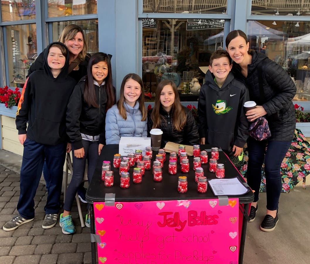 Kerry Mattimore's class at Hearst Elementary School recently adopted a fifth grade class in Butte County.