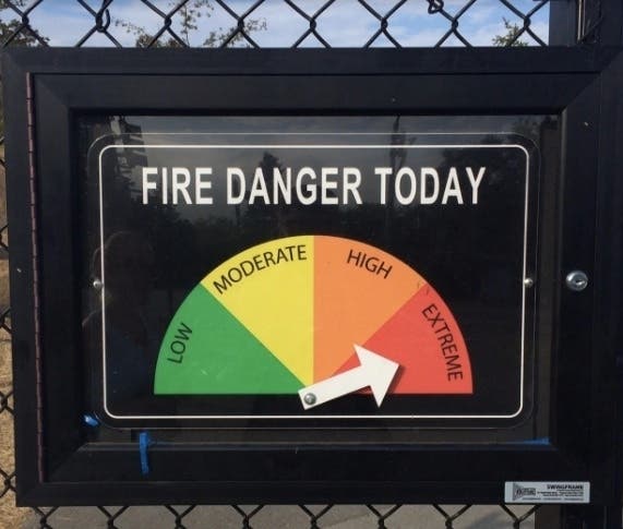 High winds and dry conditions are prompting the Red Flag warning.