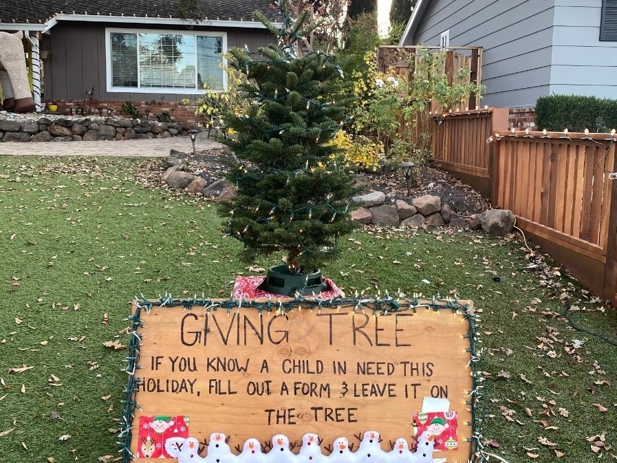 Nominate a child or sign up to donate gifts by visiting this tree on East Angela Street in Pleasanton and filling out a form. 