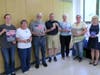 Winners of Flag Bingo game: (from left) Sally Finck, Darlene Jones, Joe Hoefflinger, Wayne Travers, Claudia Farkas, Mary Maiocco, and Deb Heim