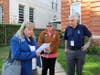 SRH-MS Chapter Veteran Services Committee Chair Linda Papp speaking about DAR Day of Service. Chapter member Cheryl Basztura and Vincent Santilli, CEO Homes for the Brave looking on.