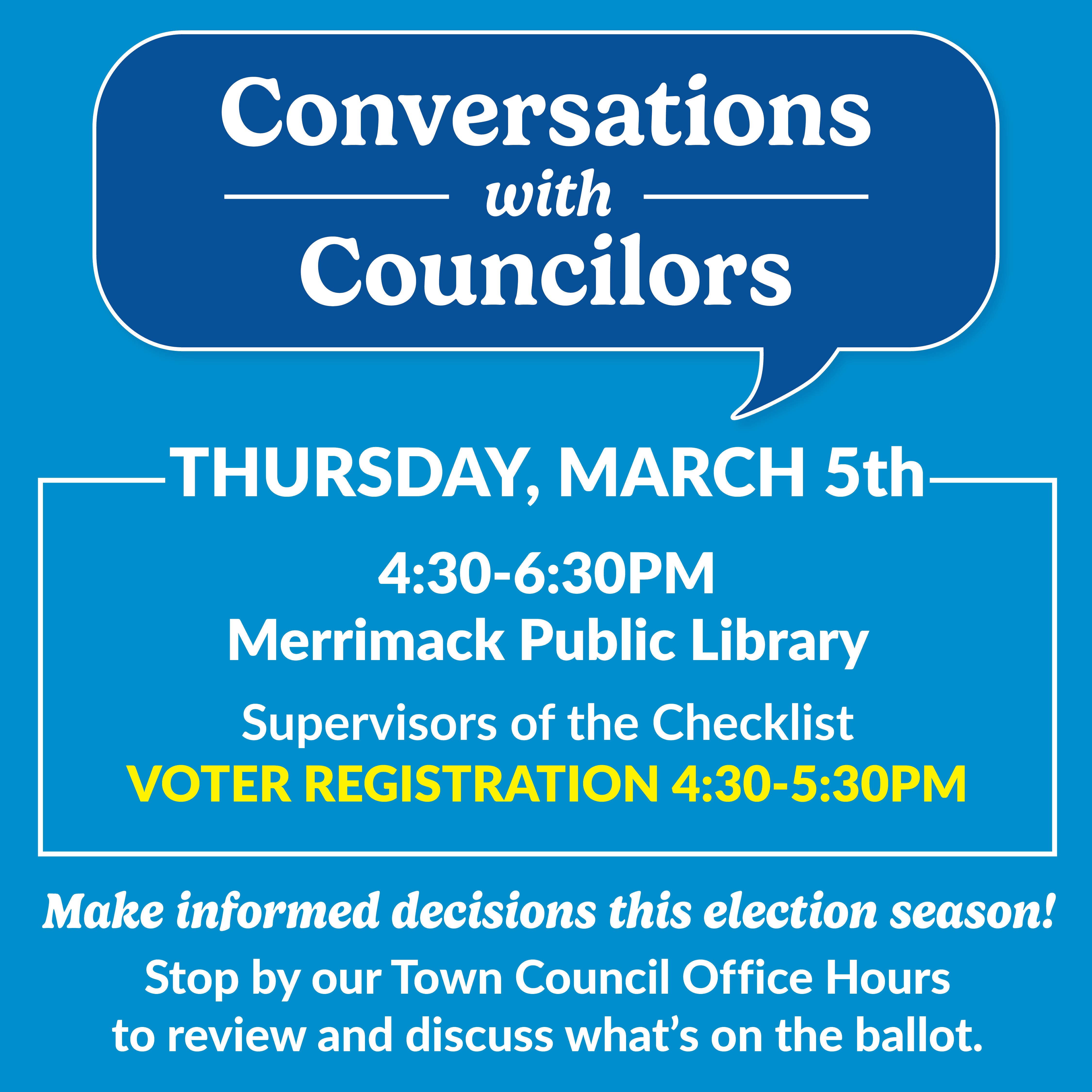 Conversations with Councilors with Voter Registration: Merrimack Public Library