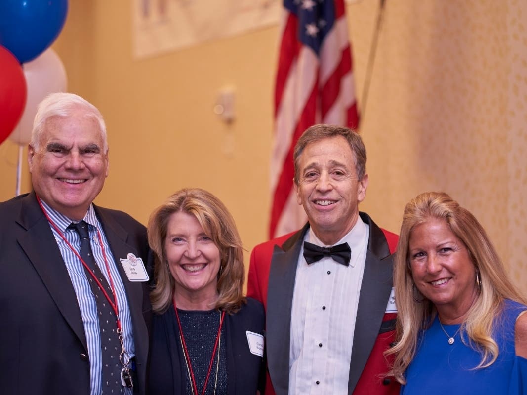 Barnum Festival Ringmaster Marty Schwartz & business leaders Robert Scinto, Cindi Bigelow and Michele Macauda.