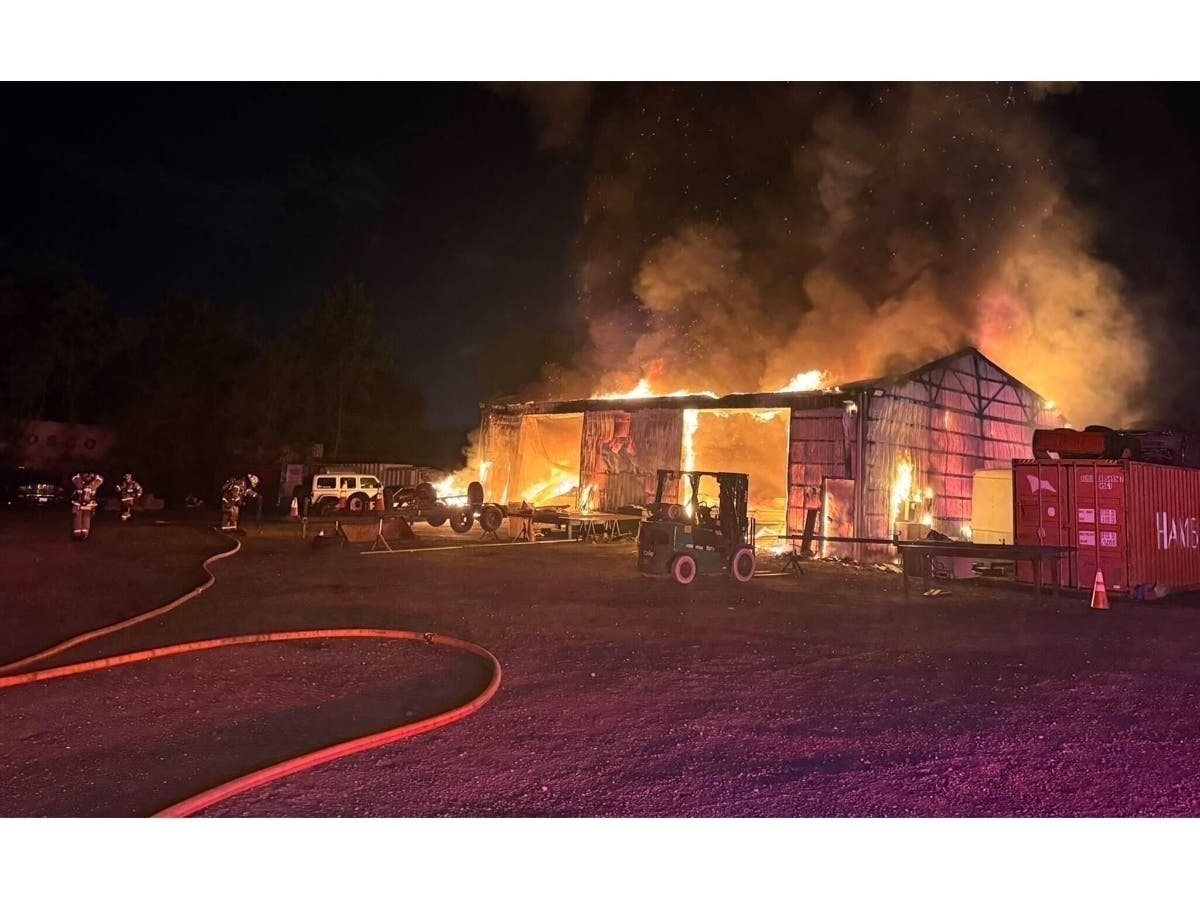 No injuries were reported at the scene of a massive Middle River fire that destroyed a commercial garage.