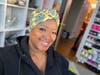 Mrs. Christina Coppage wearing one of her favorite headwraps for Dashiki/Black History T-Shirt/Headwrap Friday at Bremen High School.