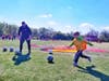 Local children, ages 5-12, practiced and scrimmaged with Tinley Park High School soccer coaches and players