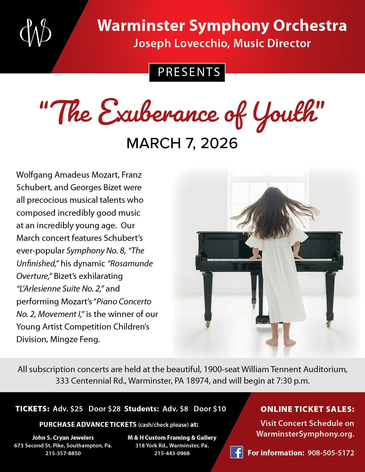 Warminster Symphony Presents "The Exuberance of Youth" 