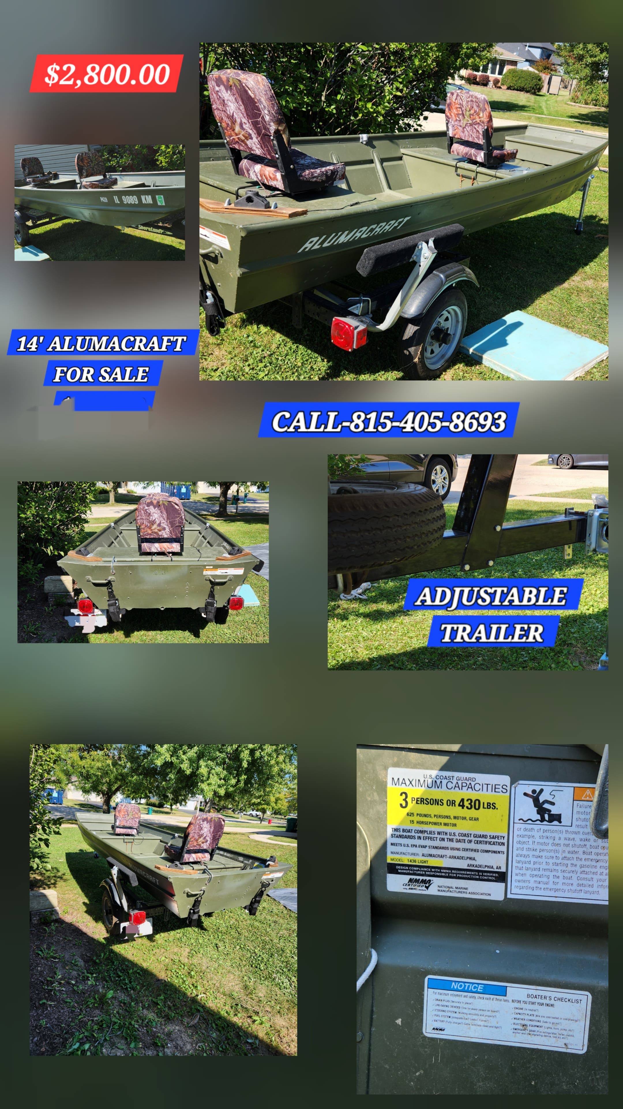 14' Alumacraft jon boat with shorelander trailer 