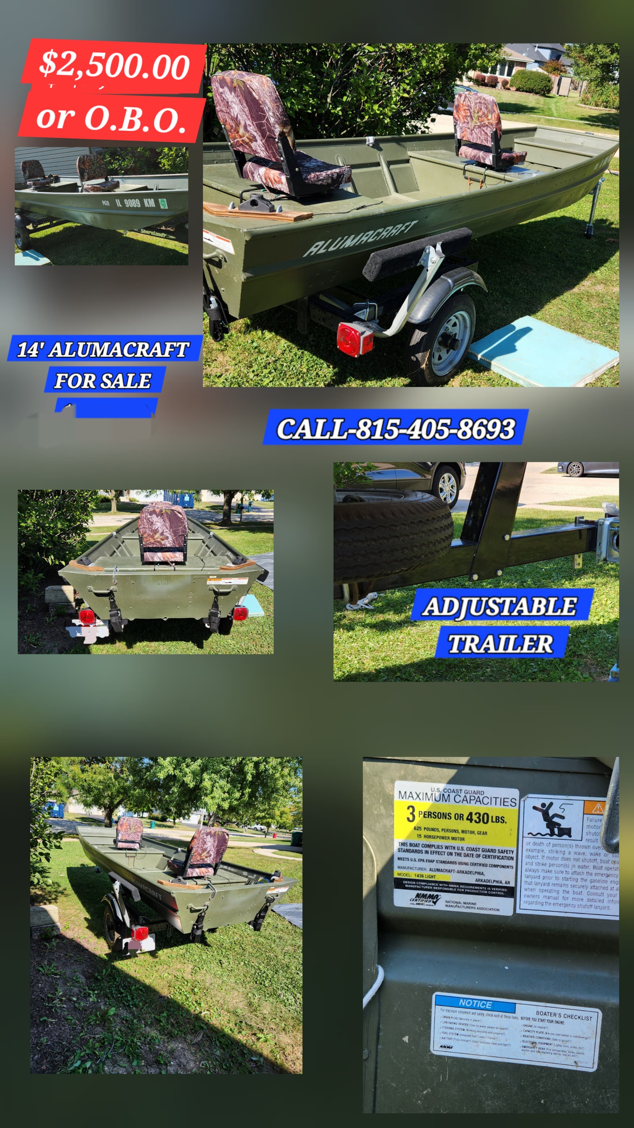 alumacraft 1436 light jon boat with shorelander trailer