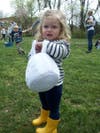 Margaret Jolicoeur puts her eggs away for safekeeping.