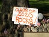A pun, anyone? A clever resident surrounds this sign with rocks. 
